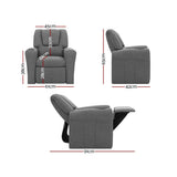darrahopens Baby & Kids > Kid's Furniture Keezi Kids Recliner Chair Grey Linen Soft Sofa Lounge Couch Children Armchair