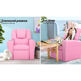 darrahopens Baby & Kids > Kid's Furniture Keezi Kids Recliner Chair Pink PU Leather Sofa Lounge Couch Children Armchair
