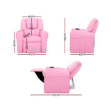 darrahopens Baby & Kids > Kid's Furniture Keezi Kids Recliner Chair Pink PU Leather Sofa Lounge Couch Children Armchair