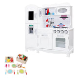 Darrahopens Baby & Kids > Kid's Furniture Keezi Kids Wooden Kitchen Set Pretend Play Toys Cooking Food Sets Children White
