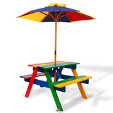 darrahopens Baby & Kids > Kid's Furniture Keezi Kids Wooden Picnic Table Set with Umbrella