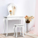 darrahopens Baby & Kids > Kid's Furniture Keezi White Kids Vanity Dressing Table Stool Set Mirror Princess Children Makeup