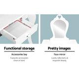 darrahopens Baby & Kids > Kid's Furniture Keezi White Kids Vanity Dressing Table Stool Set Mirror Princess Children Makeup
