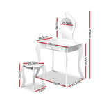 darrahopens Baby & Kids > Kid's Furniture Keezi White Kids Vanity Dressing Table Stool Set Mirror Princess Children Makeup