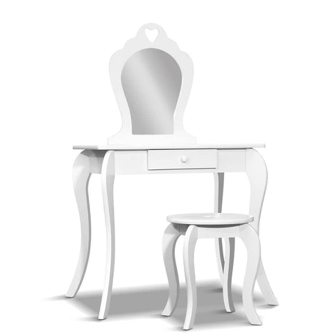 darrahopens Baby & Kids > Kid's Furniture Keezi White Kids Vanity Dressing Table Stool Set Mirror Princess Children Makeup