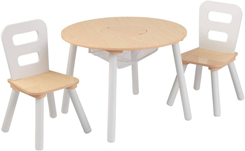 darrahopens Baby & Kids > Kid's Furniture Round Table and 2 Chair Set for children (White Natural)
