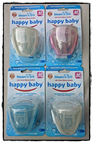 Darrahopens Baby & Kids > Nursing 25 x 4 Pack (100 Pieces) -Wholesale Resell Retail  Happy Baby Steam n Go Cherry Silicone Soother