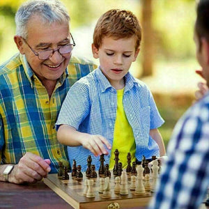 darrahopens Baby & Kids > Toys 3 IN 1 Wooden Chess Set Folding Chessboard Wood Pieces Draughts Backgammon Toy