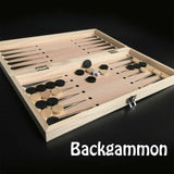darrahopens Baby & Kids > Toys 3 IN 1 Wooden Chess Set Folding Chessboard Wood Pieces Draughts Backgammon Toy