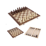 darrahopens Baby & Kids > Toys 3 IN 1 Wooden Chess Set Folding Chessboard Wood Pieces Draughts Backgammon Toy
