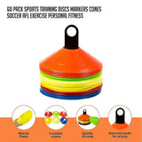 darrahopens Baby & Kids > Toys 60 Pack Sports Training Discs Markers Cones Soccer AFL Exercise Personal Fitness