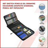 darrahopens Baby & Kids > Toys Art Sketch Pencils Oil Drawing Colouring Graphite Charcoal Pencil Set 72pcs/set