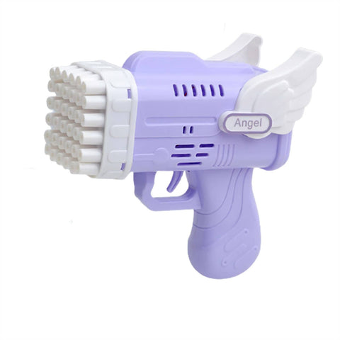 Darrahopens Baby & Kids > Toys Bubblerainbow 42 Hole Angel Wing Automatic Bubble Blowing Bubble Gun Launcher Toy Purple