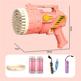 Darrahopens Baby & Kids > Toys Bubblerainbow 69-Hole Bubble Gun Hand-Held Automatic Bubble Machine Luminous Kids Toy Pink