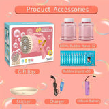 Darrahopens Baby & Kids > Toys Bubblerainbow 69-Hole Bubble Gun Hand-Held Automatic Bubble Machine Luminous Kids Toy Pink