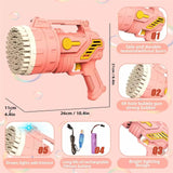 Darrahopens Baby & Kids > Toys Bubblerainbow 69-Hole Bubble Gun Hand-Held Automatic Bubble Machine Luminous Kids Toy Pink