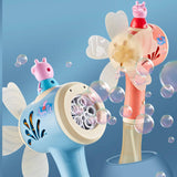 Darrahopens Baby & Kids > Toys Bubblerainbow Peppa Pig Windmill Bubble Machine Hand-Held Stick Electric Bubble Toy Blue