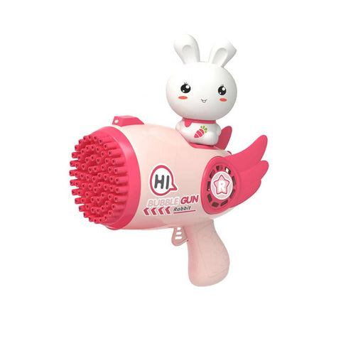 Darrahopens Baby & Kids > Toys Bubblerainbow Pink Rabbit 69-Hole Automatic Bubble Gun Toy Outdoor Soap Cartoon Machine