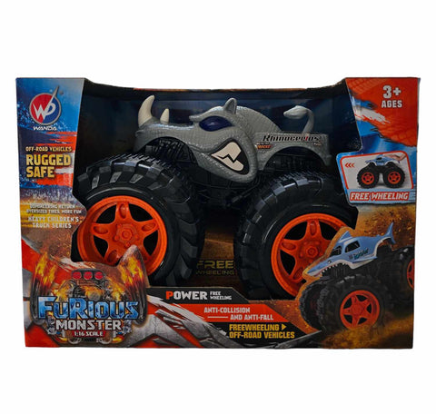 Darrahopens Baby & Kids > Toys Friction Powered Purple Rhino Monster Truck for Children 1:16 Scale 3+