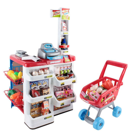 darrahopens Baby & Kids > Toys Keezi 24 Piece Kids Super Market Toy Set - Red & White