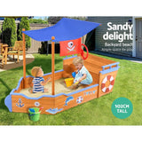darrahopens Baby & Kids > Toys Keezi Boat Sand Pit With Canopy