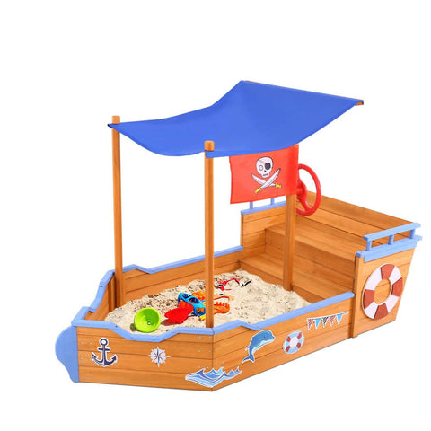 darrahopens Baby & Kids > Toys Keezi Boat Sand Pit With Canopy