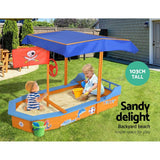 darrahopens Baby & Kids > Toys Keezi Boat-shaped Canopy Sand Pit