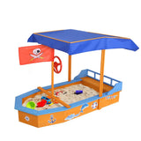 darrahopens Baby & Kids > Toys Keezi Boat-shaped Canopy Sand Pit