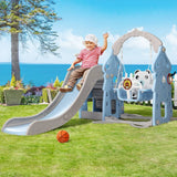 Darrahopens Baby & Kids > Toys Keezi Kids 170cm Slide and Swing Set Playground Basketball Hoop Ring Outdoor Toys Blue
