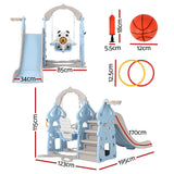 Darrahopens Baby & Kids > Toys Keezi Kids 170cm Slide and Swing Set Playground Basketball Hoop Ring Outdoor Toys Blue