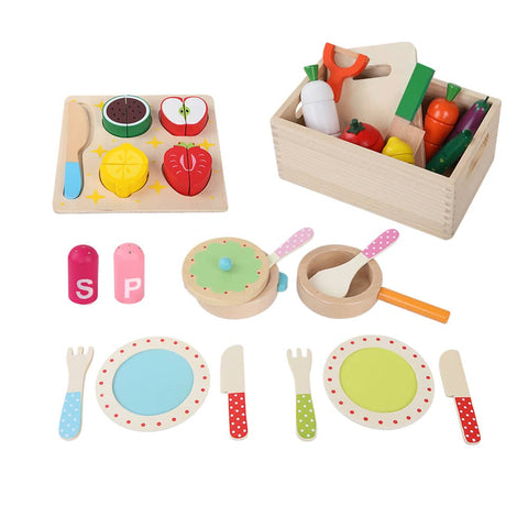 darrahopens Baby & Kids > Toys Keezi Kids Pretend Play Food Kitchen Wooden Toys Childrens Cooking Utensils Food