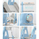 darrahopens Baby & Kids > Toys Keezi Kids Slide 170cm Extra Long Swing Basketball Hoop Toddlers PlaySet Blue