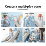 darrahopens Baby & Kids > Toys Keezi Kids Slide 170cm Extra Long Swing Basketball Hoop Toddlers PlaySet Blue