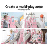 darrahopens Baby & Kids > Toys Keezi Kids Slide 170cm Extra Long Swing Basketball Hoop Toddlers PlaySet Pink