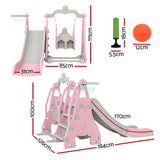 darrahopens Baby & Kids > Toys Keezi Kids Slide 170cm Extra Long Swing Basketball Hoop Toddlers PlaySet Pink