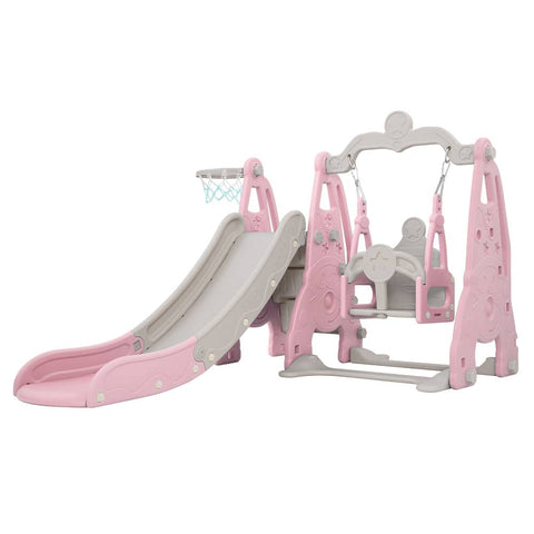 darrahopens Baby & Kids > Toys Keezi Kids Slide 170cm Extra Long Swing Basketball Hoop Toddlers PlaySet Pink