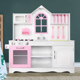 darrahopens Baby & Kids > Toys Keezi Kids Wooden Kitchen Play Set - White & Pink