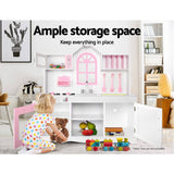 darrahopens Baby & Kids > Toys Keezi Kids Wooden Kitchen Play Set - White & Pink