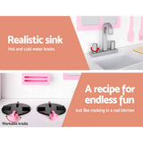 darrahopens Baby & Kids > Toys Keezi Kids Wooden Kitchen Play Set - White & Pink