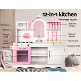 darrahopens Baby & Kids > Toys Keezi Kids Wooden Kitchen Play Set - White & Pink