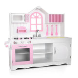 darrahopens Baby & Kids > Toys Keezi Kids Wooden Kitchen Play Set - White & Pink