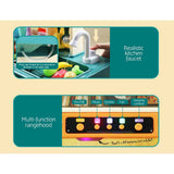 Darrahopens Baby & Kids > Toys Kids Kitchen Pretend Play Set Toys Sink Food Fruit Vegetable Rangehood 73pcs Accessories