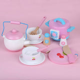 Darrahopens Baby & Kids > Toys Kids Wooden Kitchen Tea Set Pretend Play