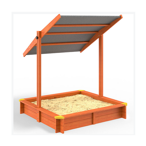 Darrahopens Baby & Kids > Toys Kids Wooden Toy Sandpit with Adjustable Canopy