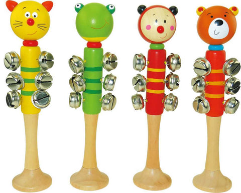 darrahopens Baby & Kids > Toys PRICE FOR 4 ASSORTED ANIMAL BELL STICK W BASE