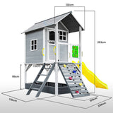 Darrahopens Baby & Kids > Toys ROVO KIDS Wooden Tower Cubby House with Slide, Sandpit, Climbing Wall, Noughts & Crosses