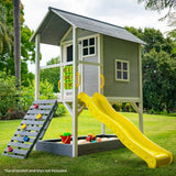Darrahopens Baby & Kids > Toys ROVO KIDS Wooden Tower Cubby House with Slide, Sandpit, Climbing Wall, Noughts & Crosses