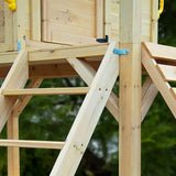 Darrahopens Baby & Kids > Toys ROVO KIDS Wooden Tower Cubby House with Slide, Sandpit, Climbing Wall, Noughts & Crosses, Natural Colour