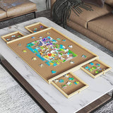 darrahopens Baby & Kids > Toys Wooden Jigsaw Puzzle Table Board Storage Table Tray Puzzle For Adult Kid