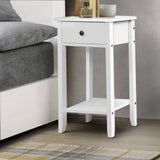 darrahopens Bedside Tables Drawer Side Table Nightstand White Storage Cabinet White Shelf